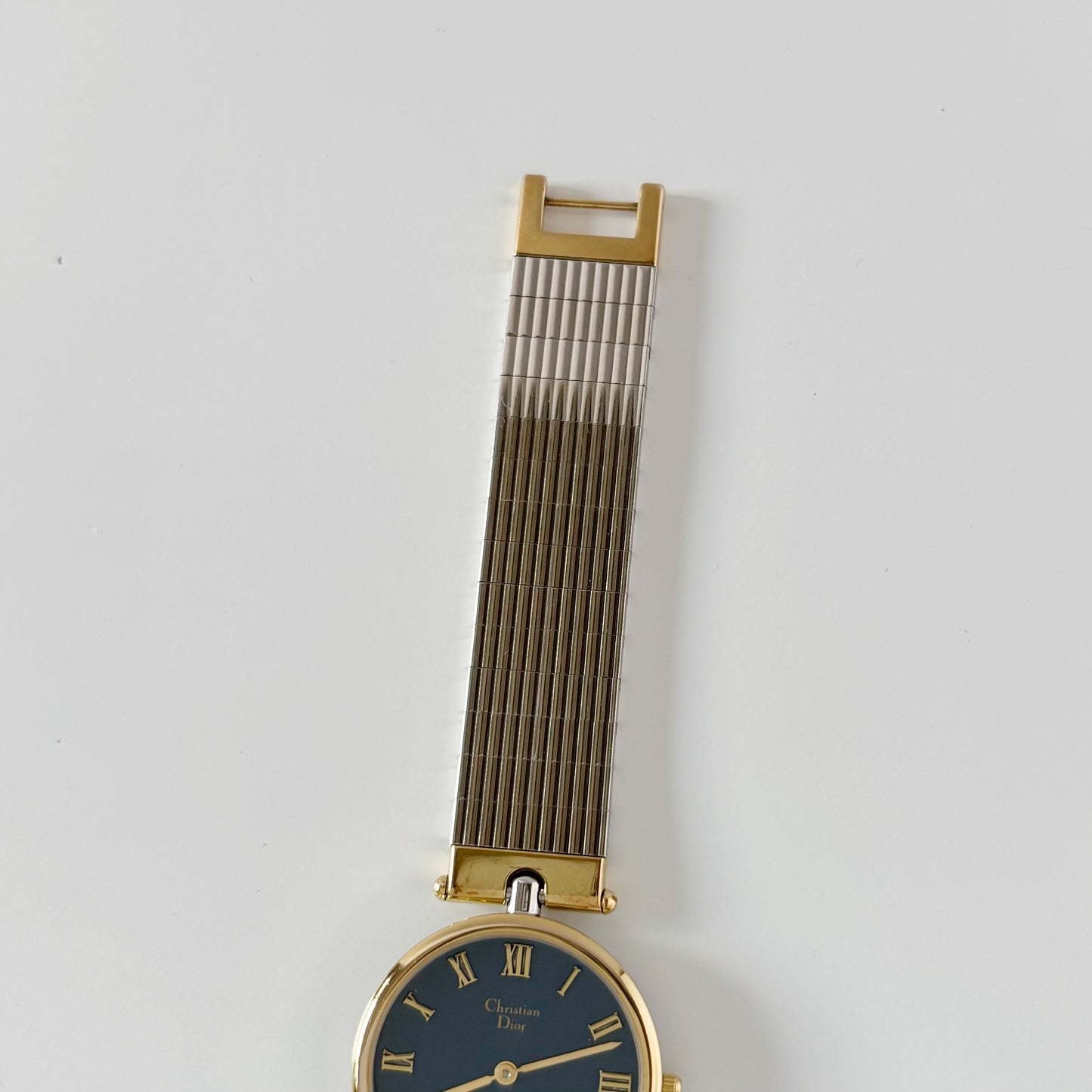 Dior 1990s Navy Dial Gold Plated Two Tone Watch (Large)