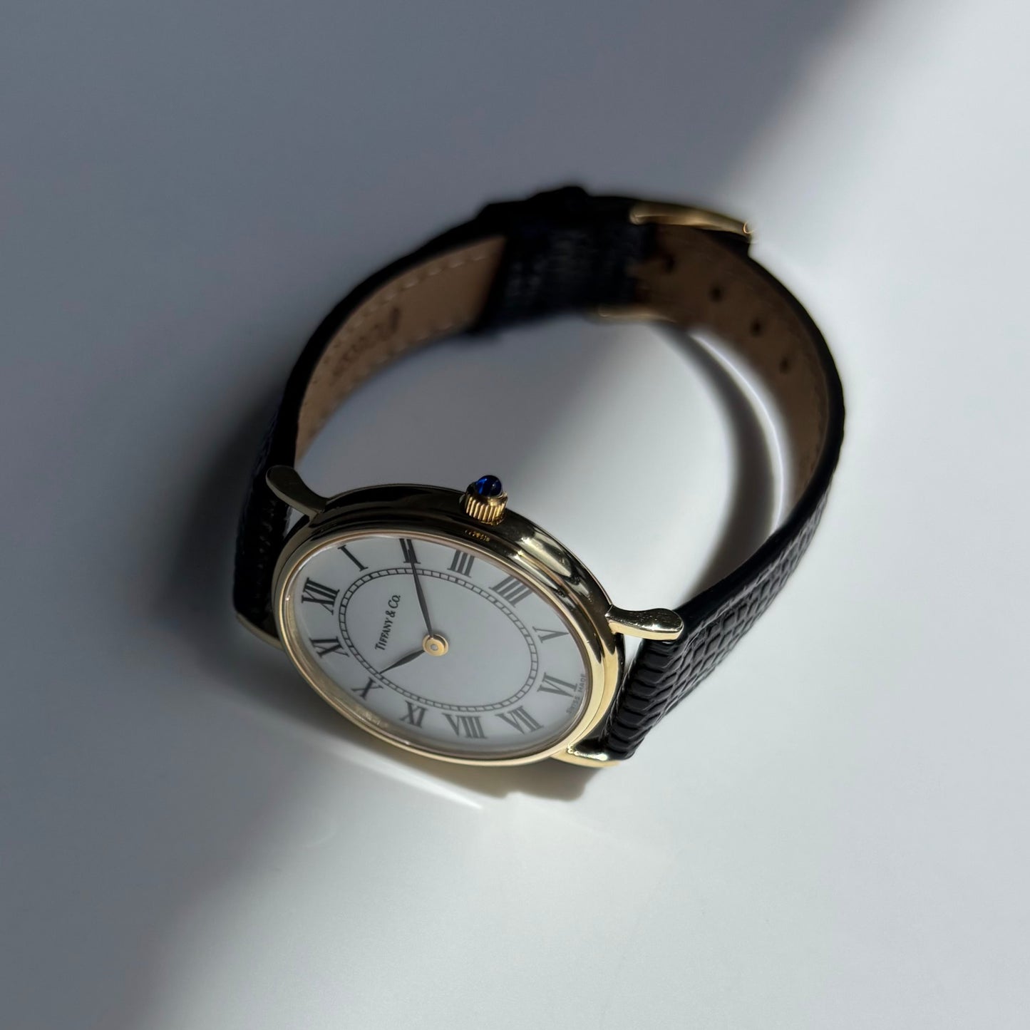 Tiffany 1990s Oval Dial 14K Case Watch