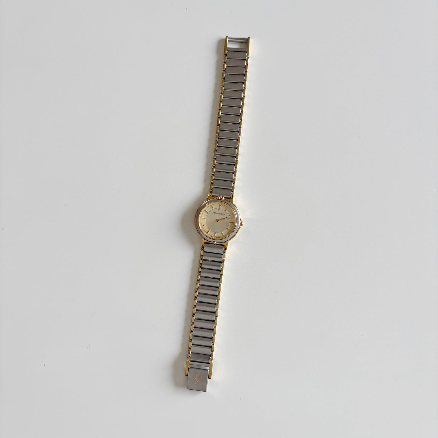 Yves Saint Laurent 1990s Round Dial Two Tone Watch