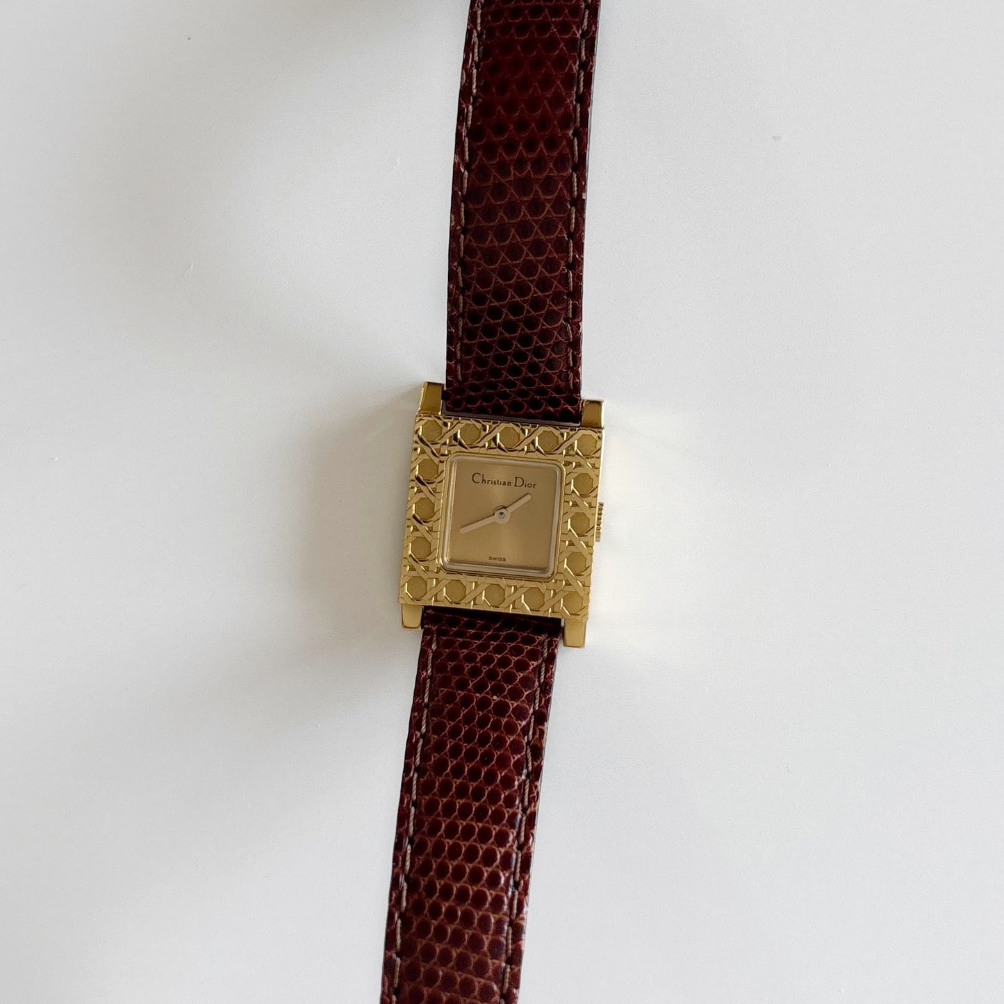 Dior 1990s La Parisienne Interchangeable Strap Gold Plated Watch with 3 straps, case