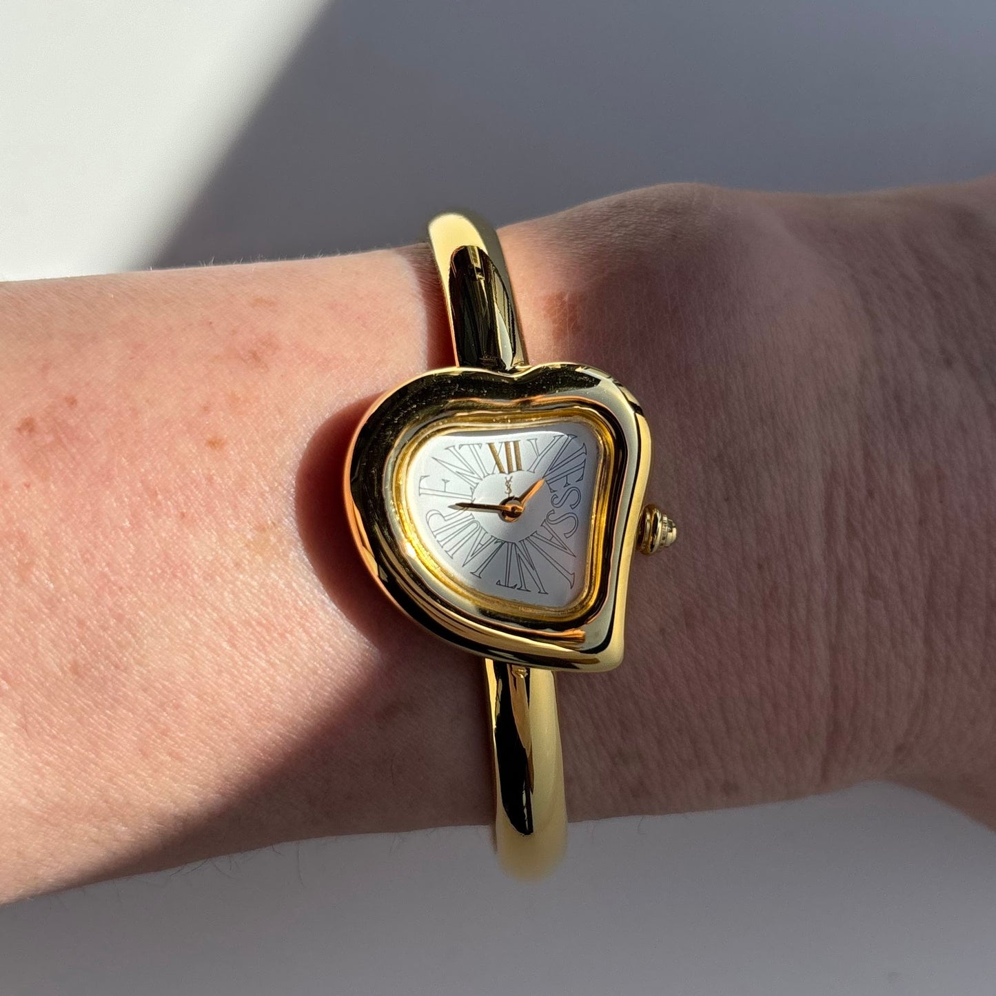 Yves Saint Laurent 1990s Heart Shaped Dial Gold Plated Watch