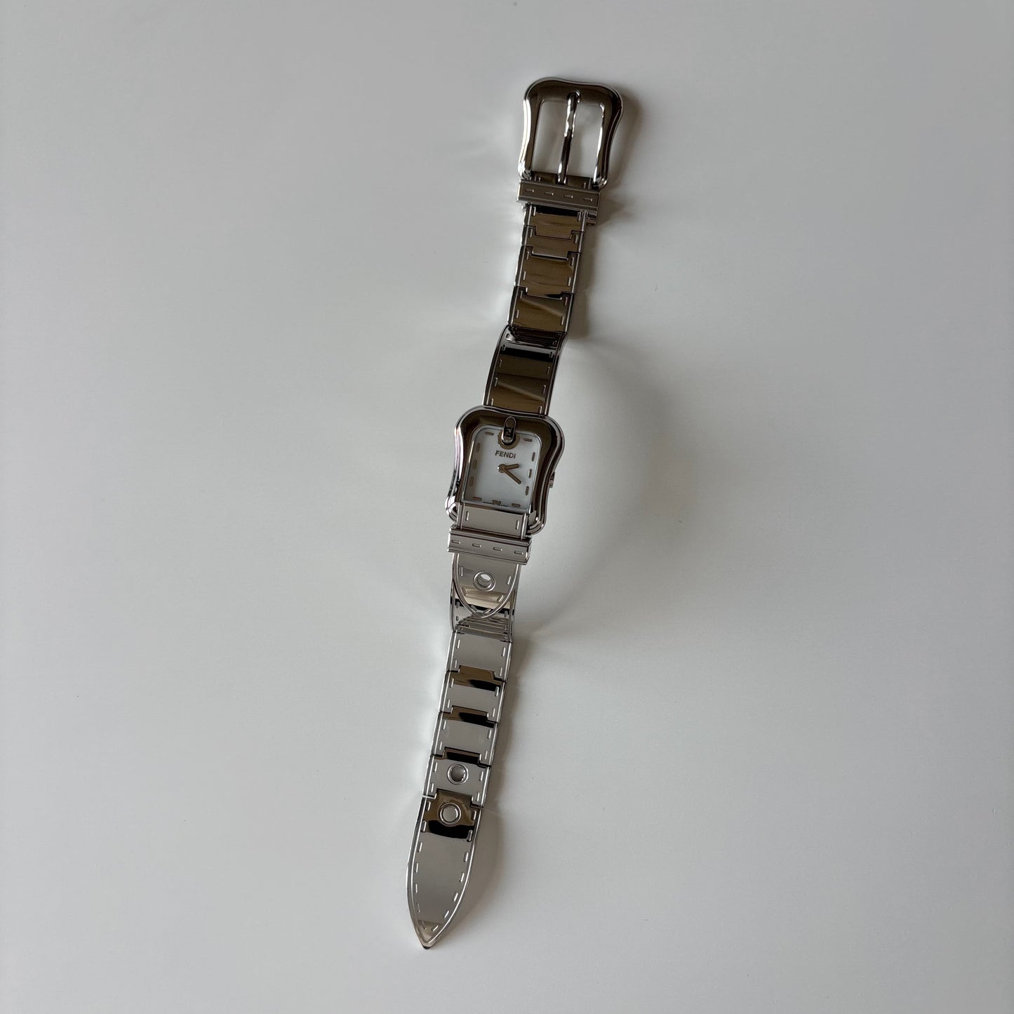 Fendi 1990s Seashell Dial Stainless steel Silver Buckle Watch