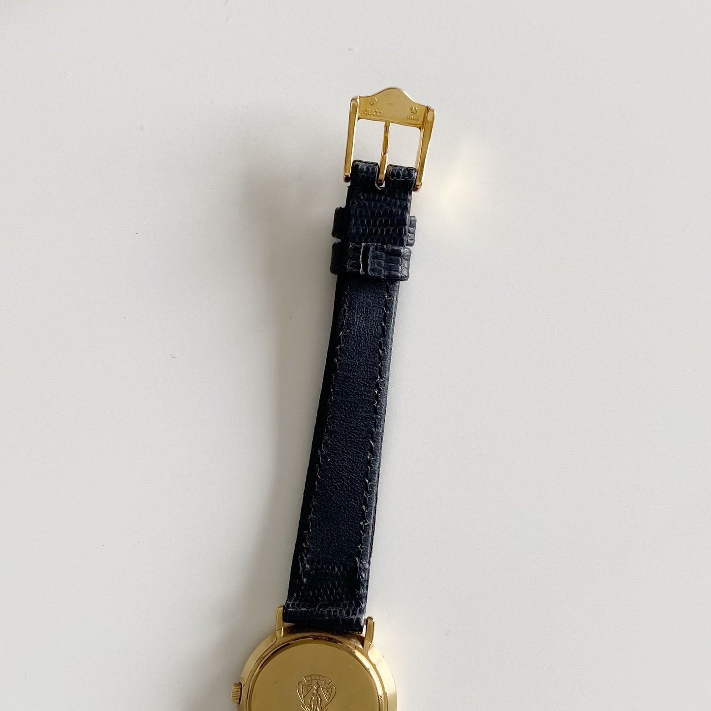 Gucci 1990s Black Dial Gold Plated Watch