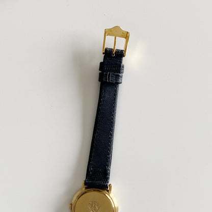 Gucci 1990s Black Dial Gold Plated Watch