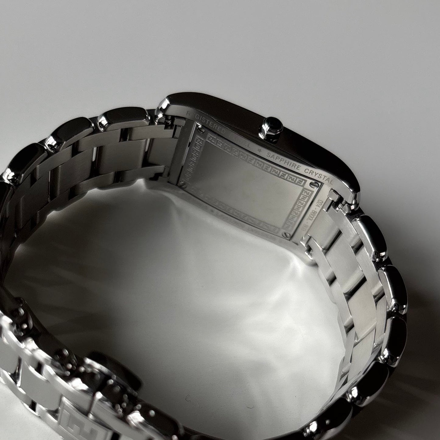 Fendi 1990s Seashell Dial Stainless steel Tank Watch