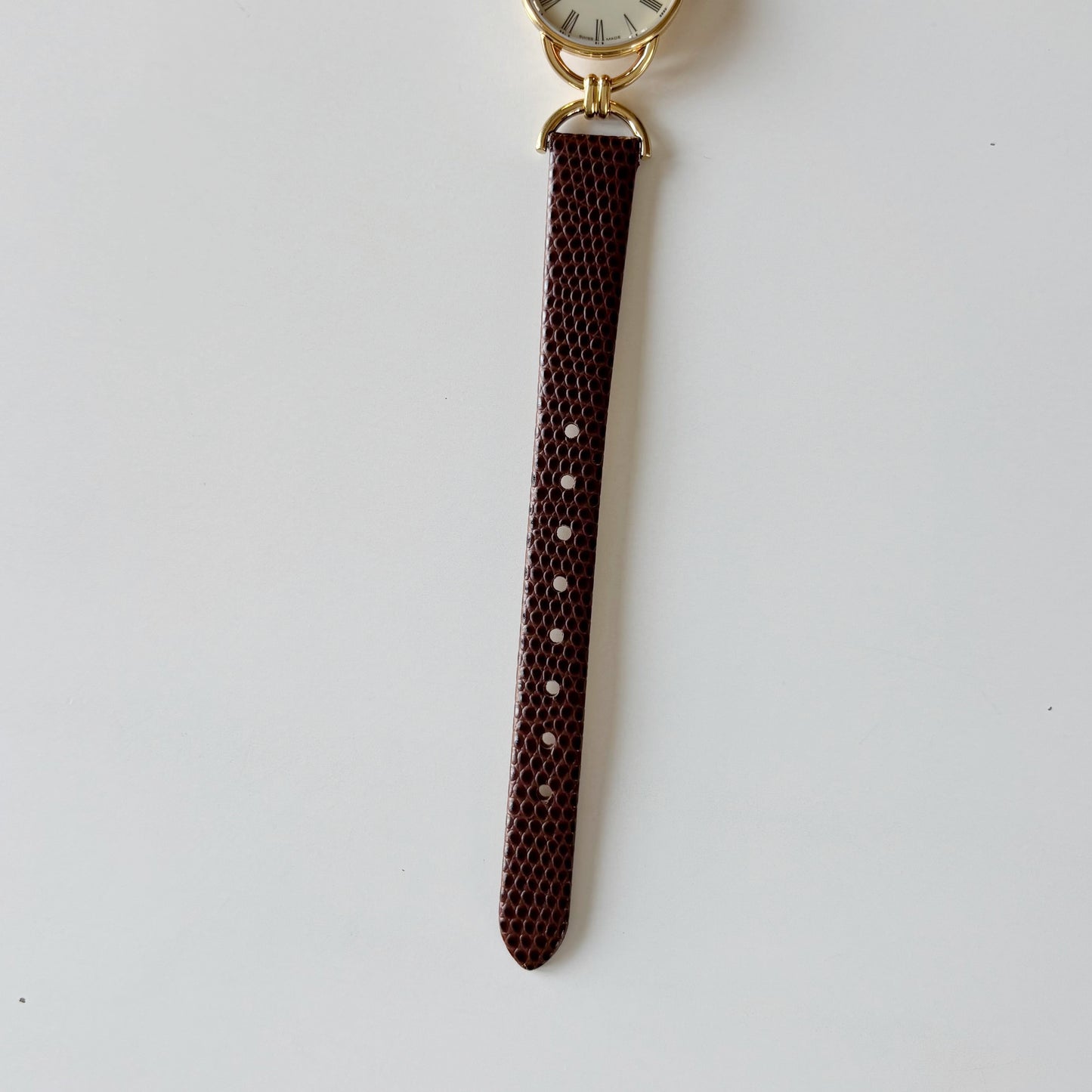 Gucci 1990s Round Cream Dial Horsebit Gold Plated Watch