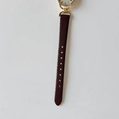 Gucci 1990s Round Cream Dial Horsebit Gold Plated Watch