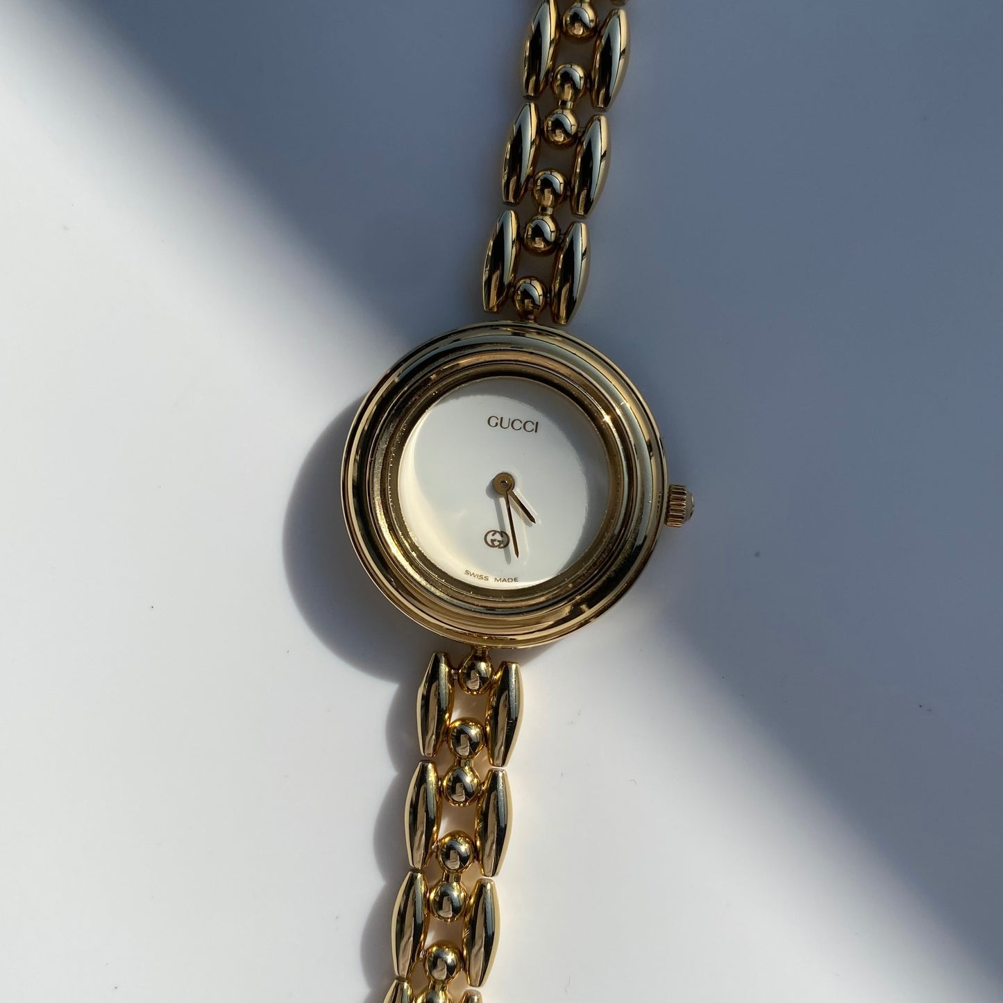 Gucci 1990s Interchangeable Bezel Gold Plated Watch with 6 bezels, case (165mm)
