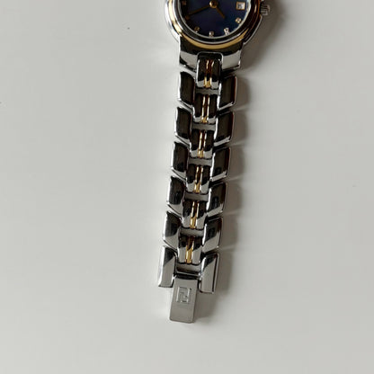 Fendi 1990s Seashell Dial Date Two Tone Watch
