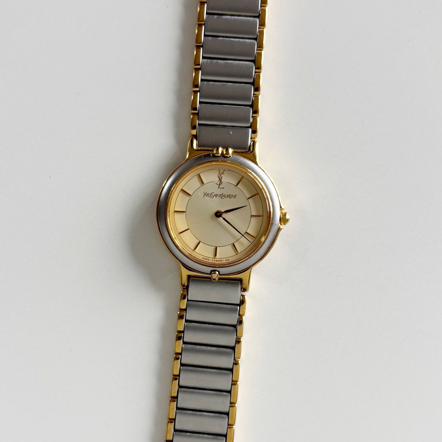 Yves Saint Laurent 1990s Round Dial Two Tone Watch