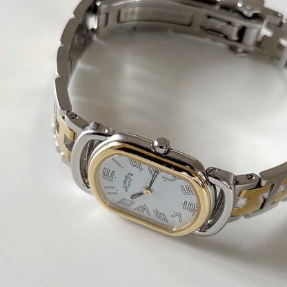 Hermes Early 2000s Rallye  Two Tone Watch