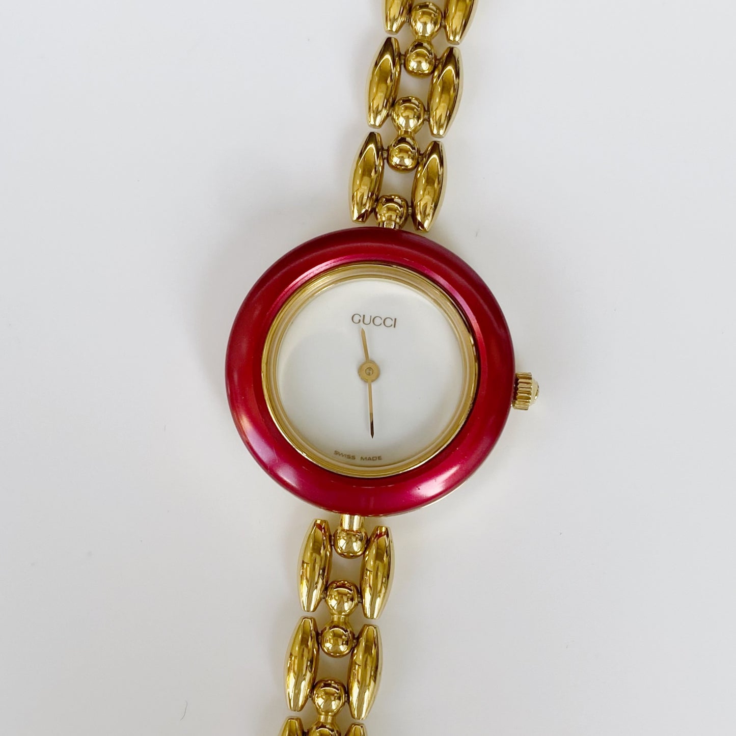 Gucci 1990s Interchangeable Bezel Gold Plated Watch with 6 bezels, case