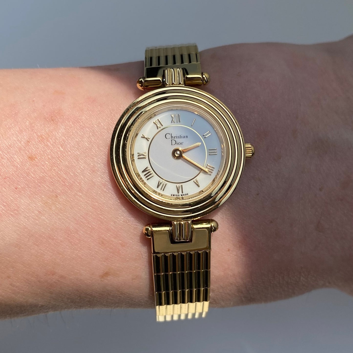 Dior 1990s Round Dial Gold Plated Watch