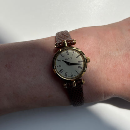 Gucci 1990s Round Dial Gold Plated Watch