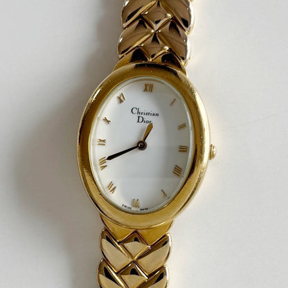 Dior 1990s Oval Dial Gold Plated Watch