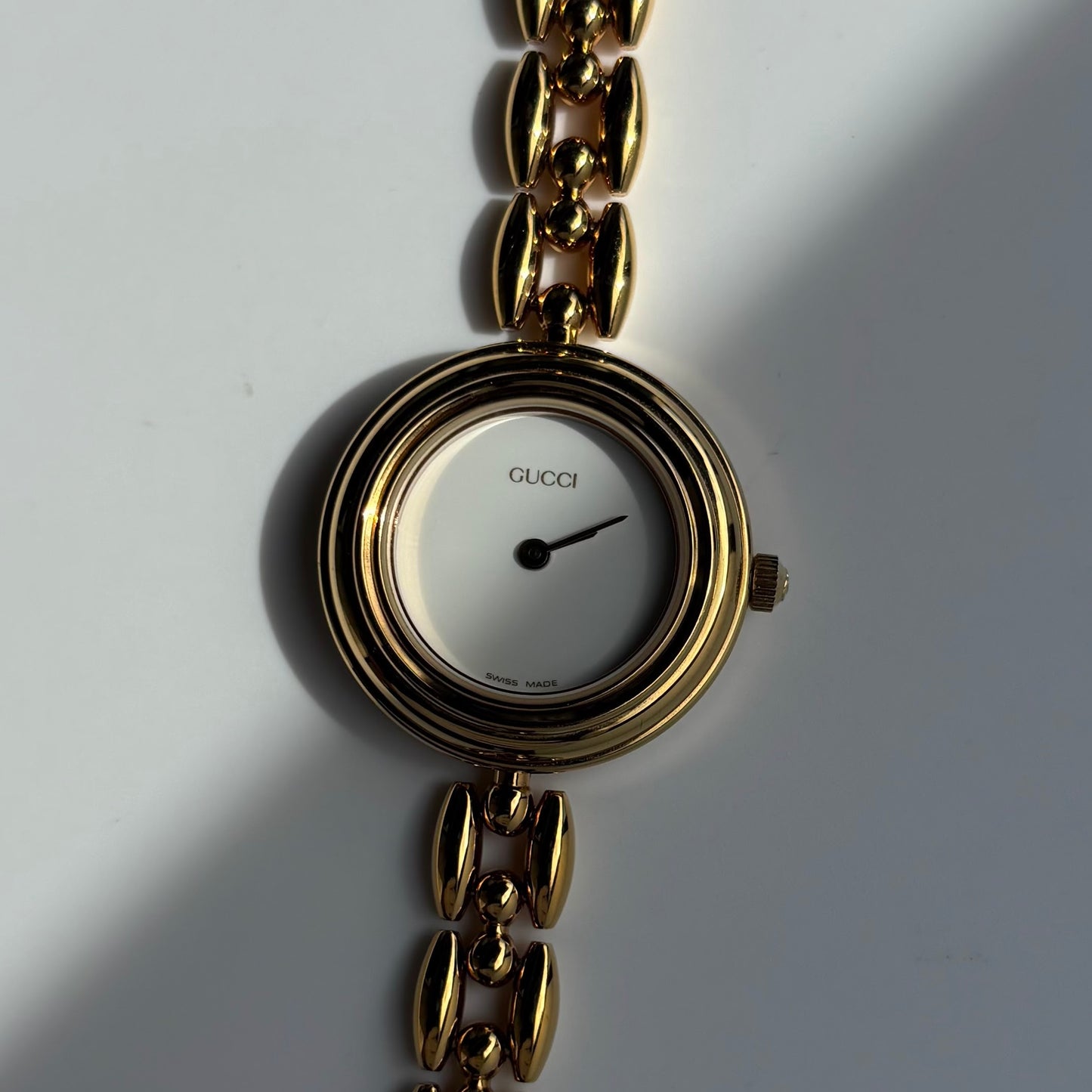 Gucci 1990s Interchangeable Bezel Gold Plated Watch with 6 bezels, case (167mm)