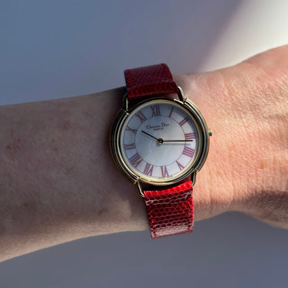 Dior 1990s Seashell Dial Round Gold Plated Watch (Large)