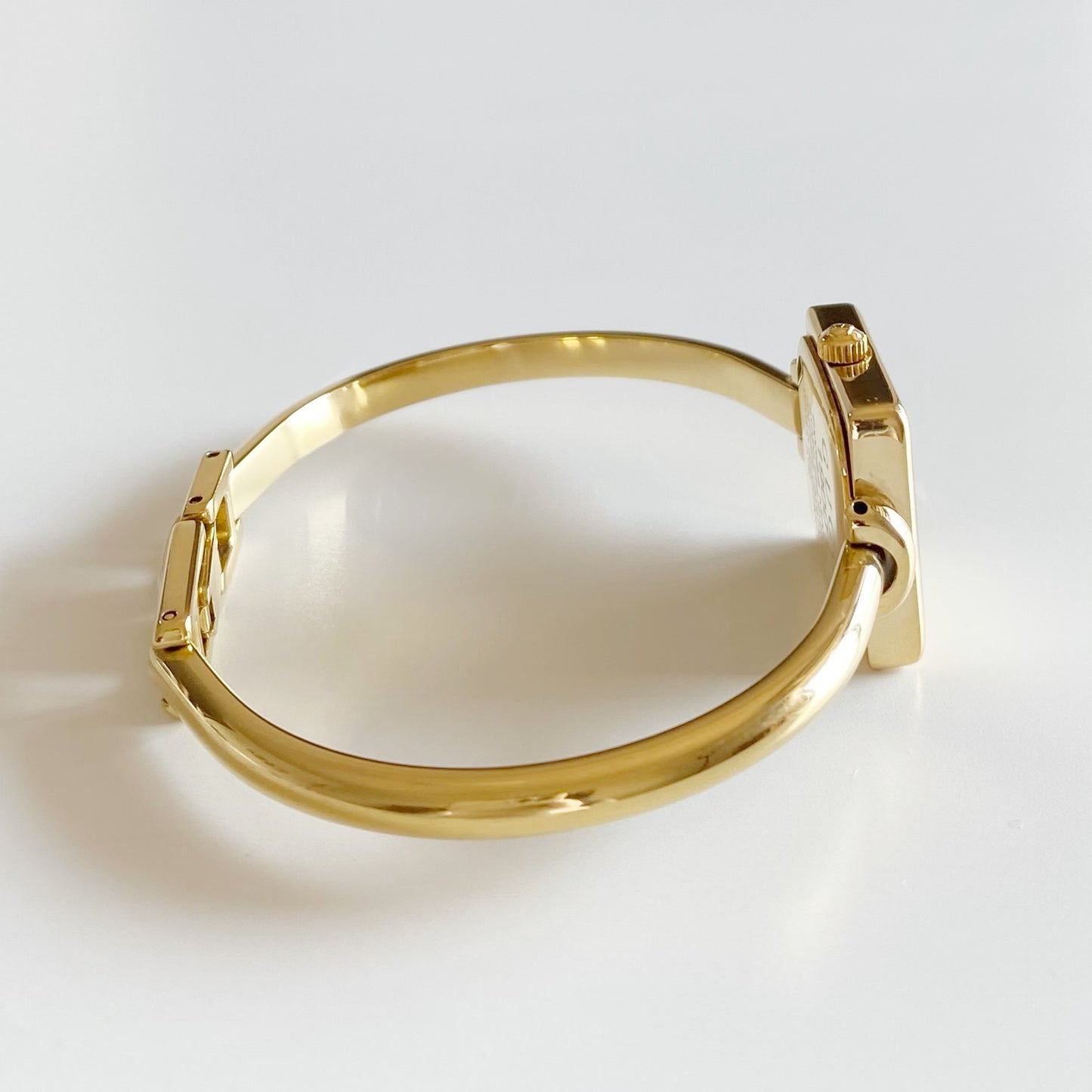 Gucci 1990s Square Dial Gold Plated Bangle Watch