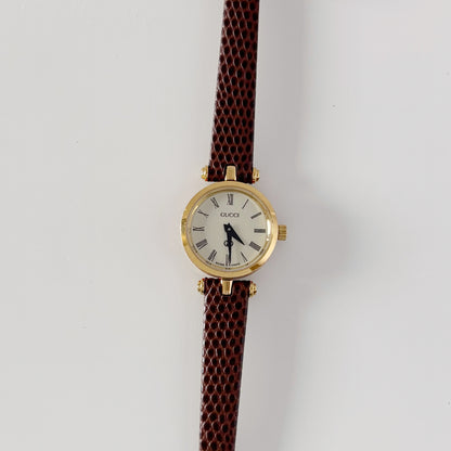 Gucci 1990s Sherry Round Dial Gold Plated Watch