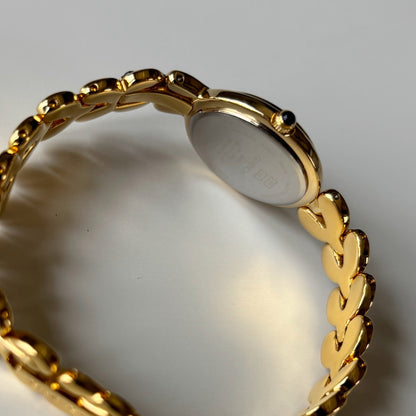 Givenchy 1990s Navy Round Dial Gold Plated Watch