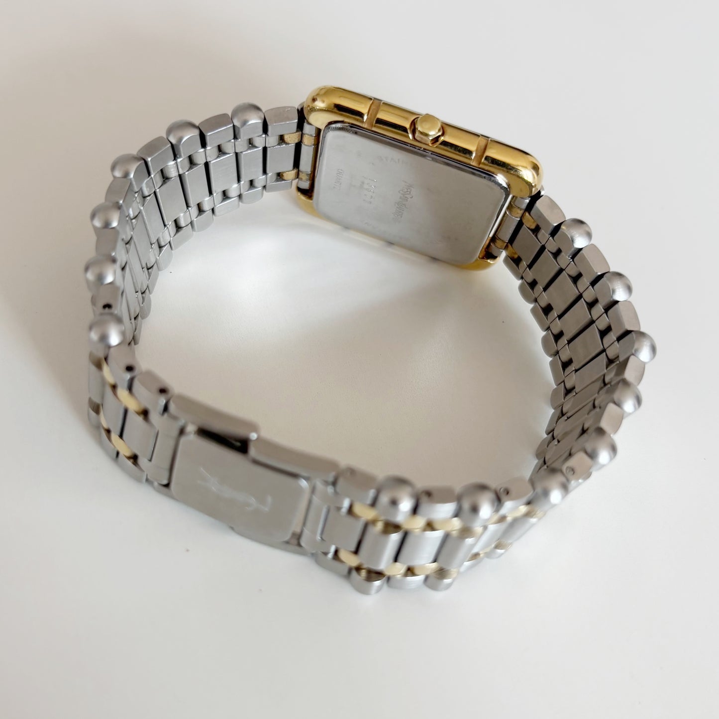 Yves Saint Laurent 1990s Square Dial Two Tone Watch