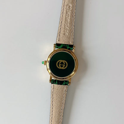 Gucci 1990s Date Round Dial Gold Plated Watch