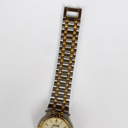 Gucci 1990s Date Two Tone Round Watch