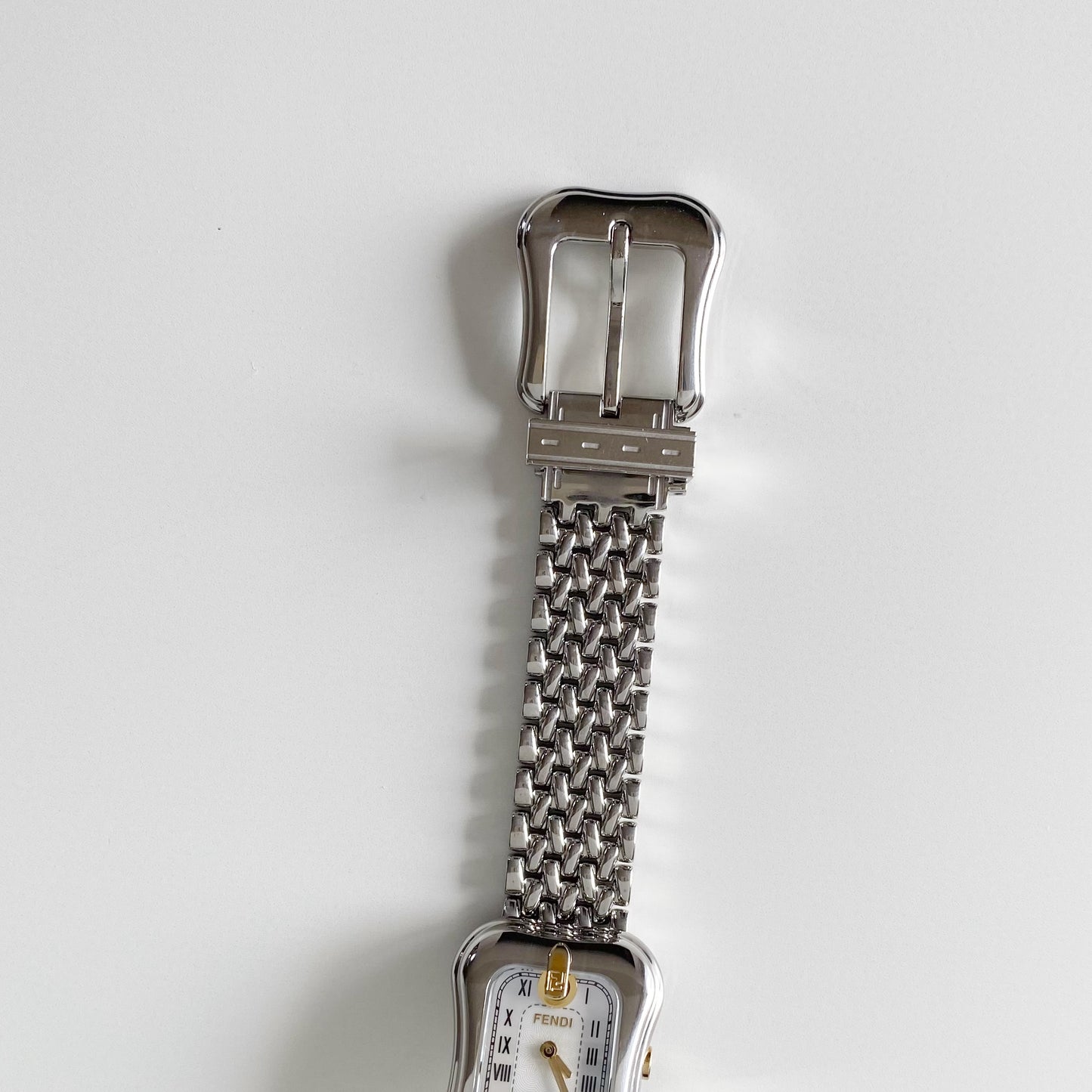 Fendi 1990s Seashell Dial Two Tone Belt Watch