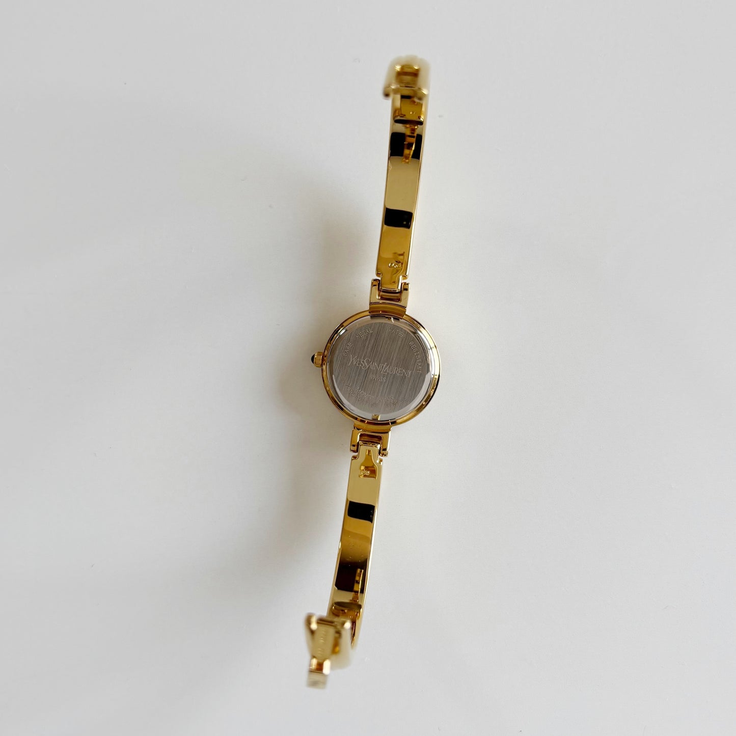 Yves Saint Laurent 1990s Seashell Dial Gold Plated Bangle Watch (Small)