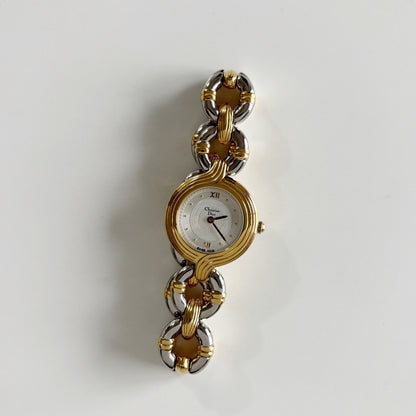 Dior 1990s Round Dial Two Tone Watch