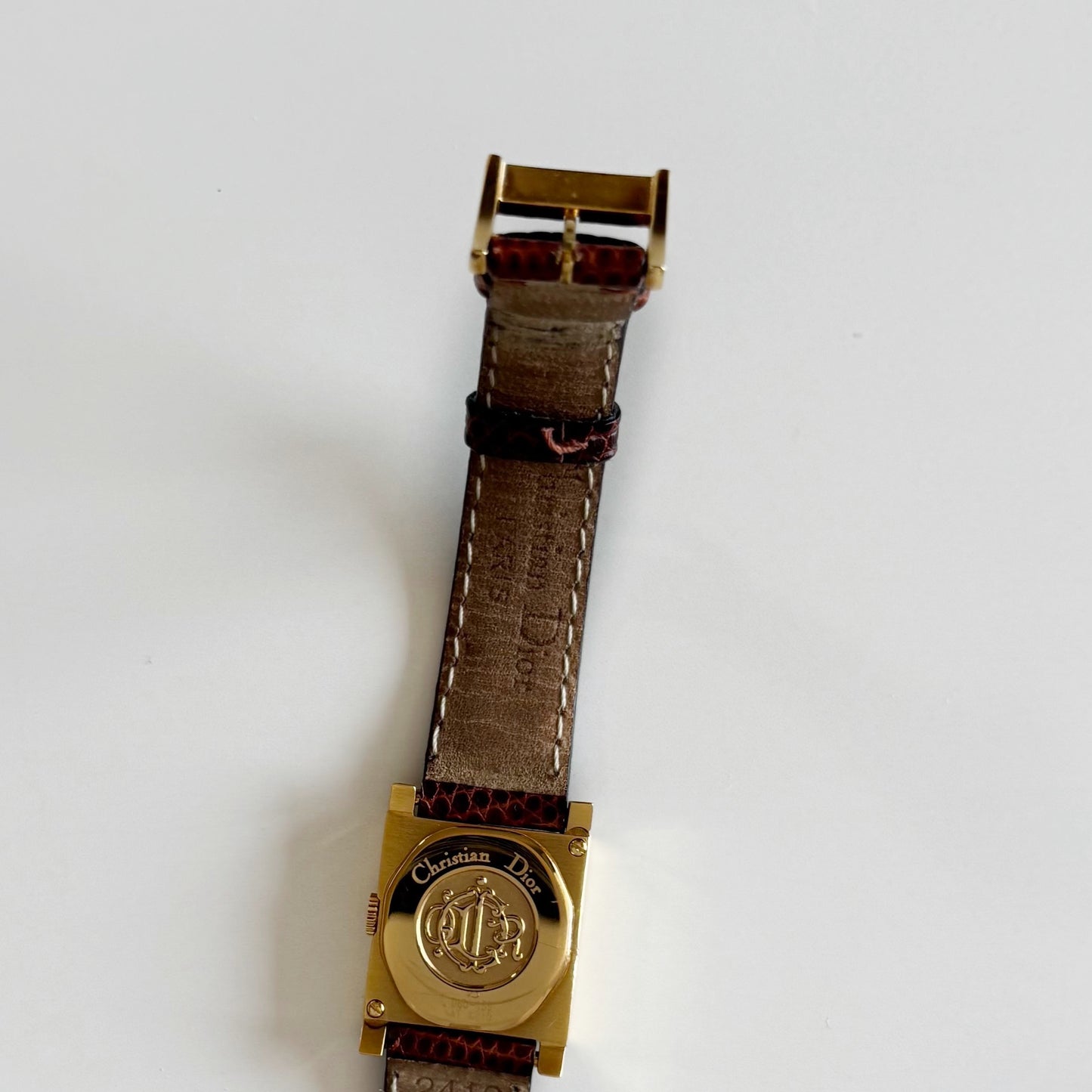 Dior 1990s La Parisienne Interchangeable Strap Gold Plated Watch with 3 straps, case