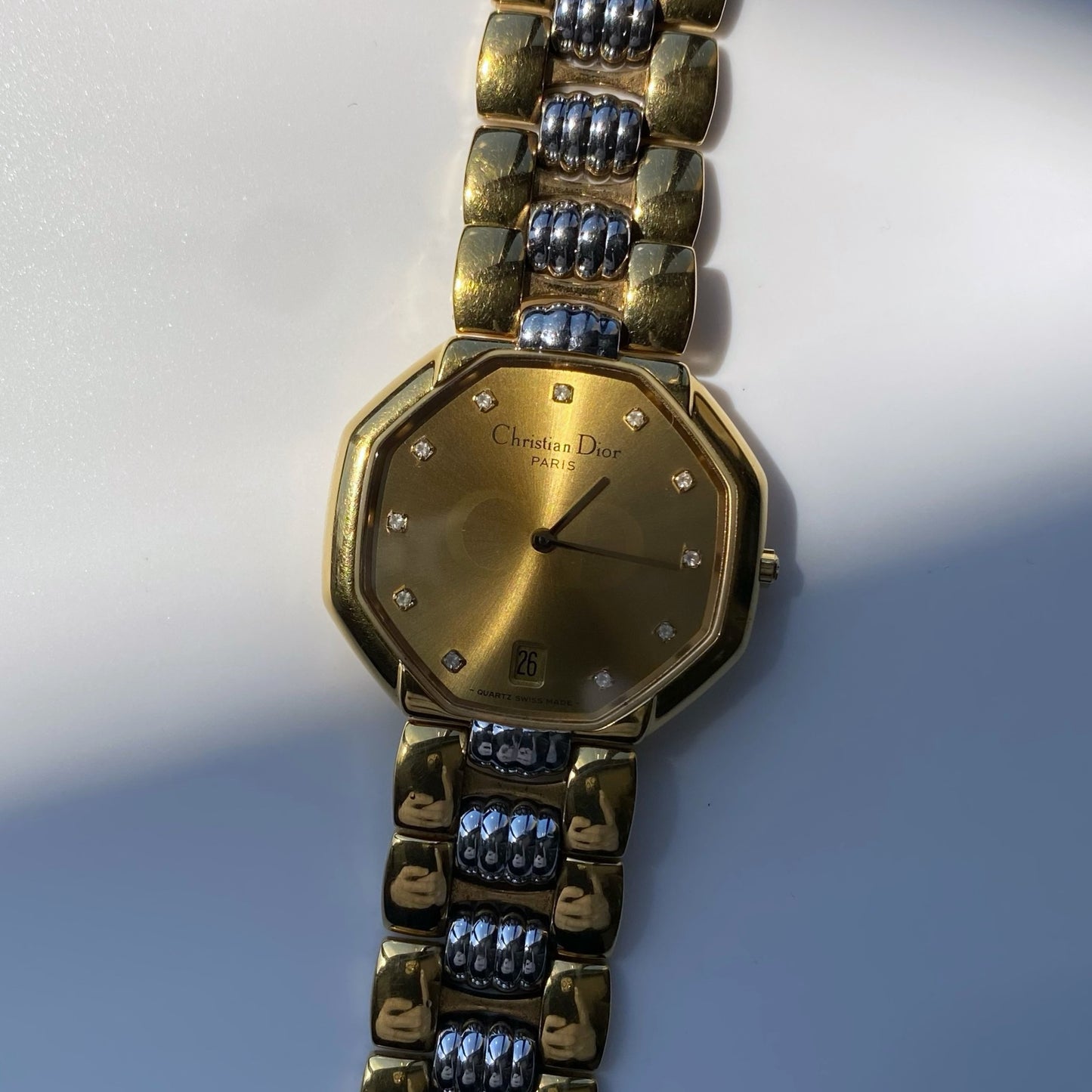 Dior 1990s Octagon Date Two Tone Watch