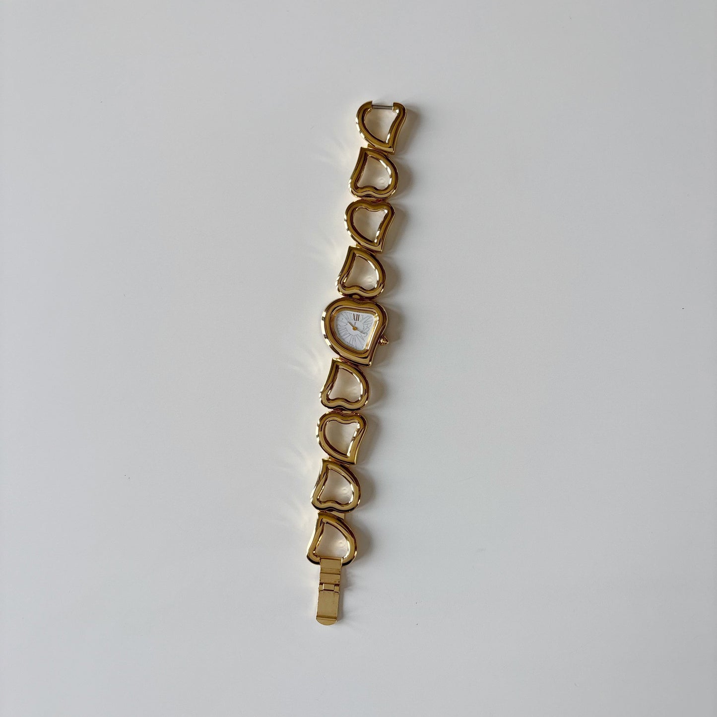 Yves Saint Laurent 1990s Heart Shaped Dial Band Gold Plated Watch (8/1)