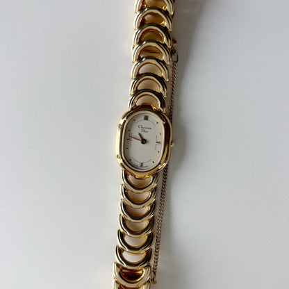 Dior 1990s Oval Dial Gold Plated Watch