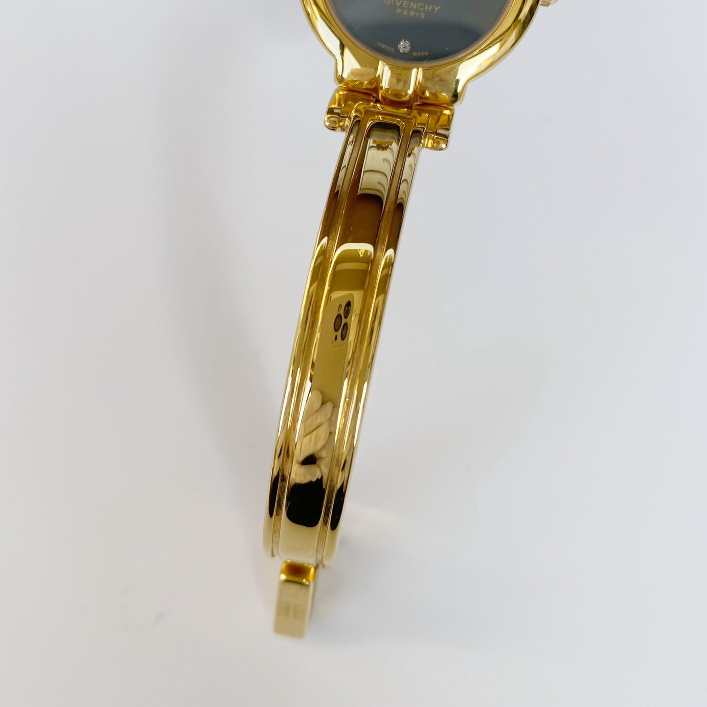 Givenchy 1990s Navy Dial Gold Plated Bangle Watch