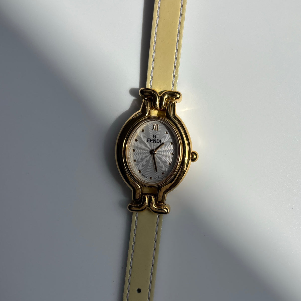 Fendi 1990s Interchangeable Strap Gold-Plated Watch with 9 Straps and Case