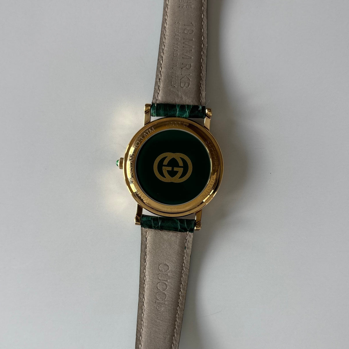 Gucci 1990s Date Round Green Dial Gold-Plated Watch (Large)