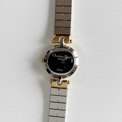 Dior 1990s Navy Dial Gold Plated Two Tone Watch