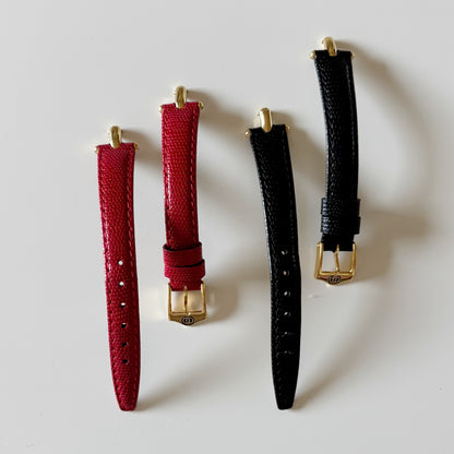 Gucci 1990s Interchangeable Strap Gold Plated Watch with 3 straps, case