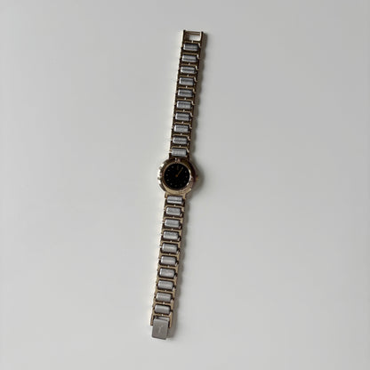 Yves Saint Laurent 1990s Black Dial Two Tone Watch