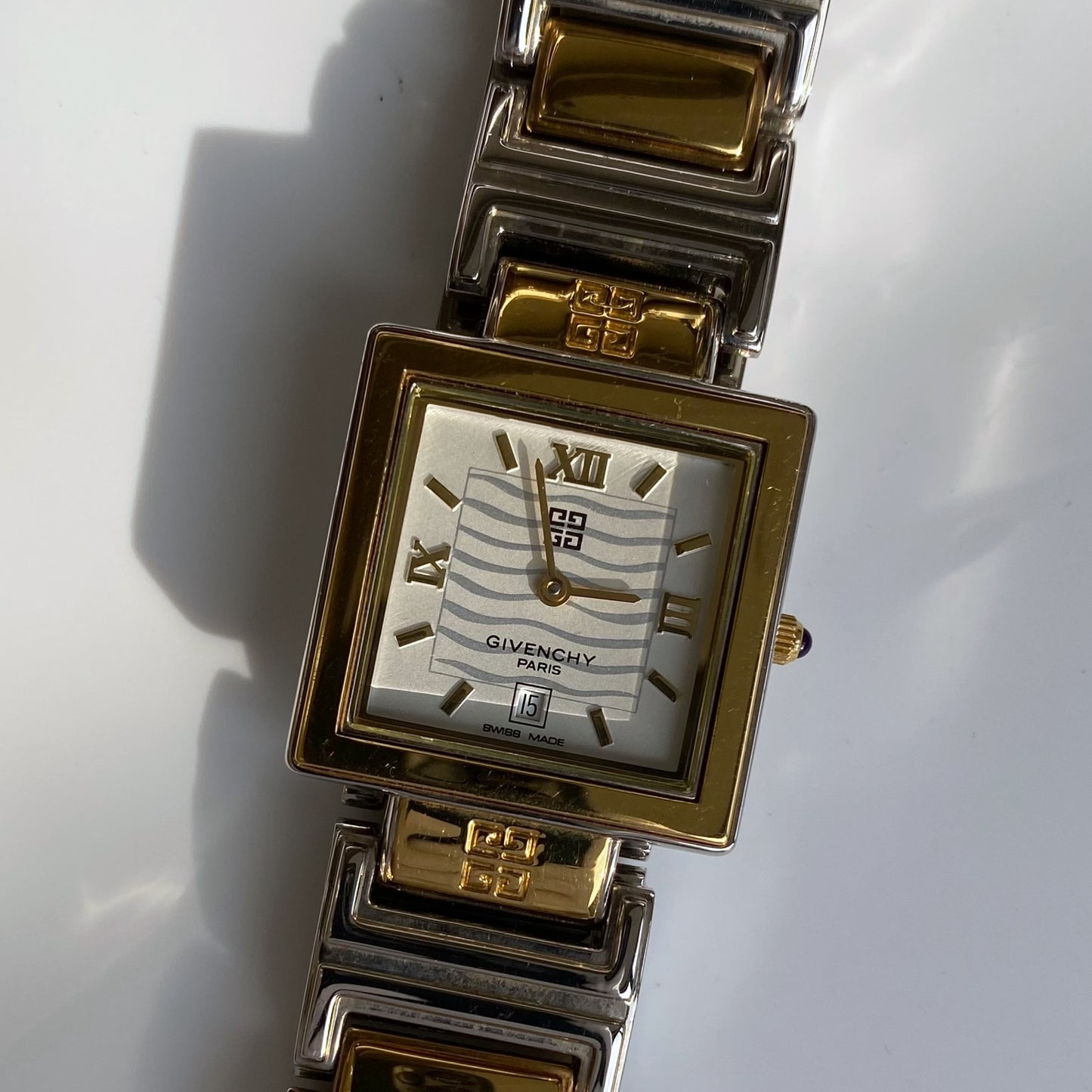 Givenchy 1990s Square Two Tone Watch