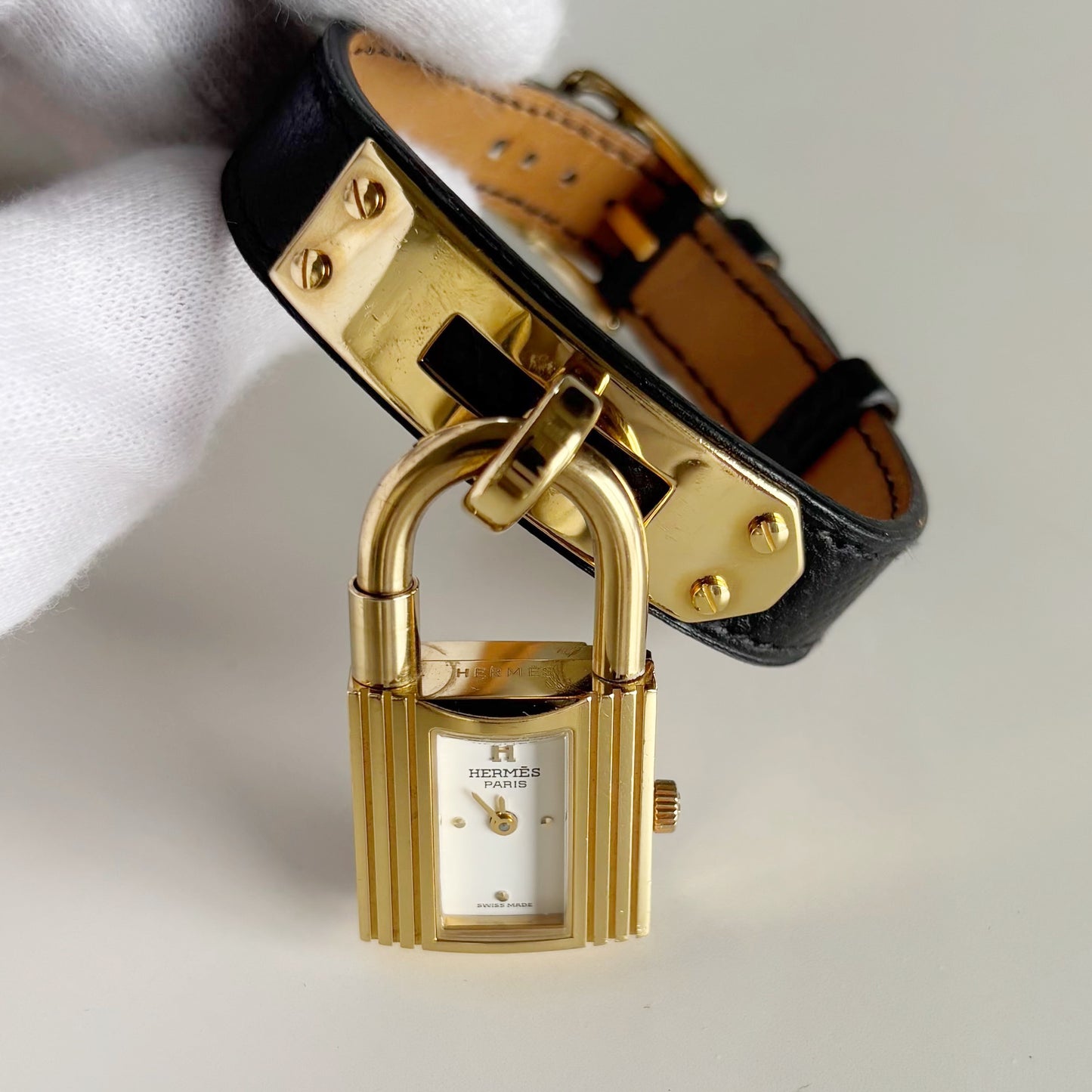 Hermes 1990s Kelly Gold Plated Watch