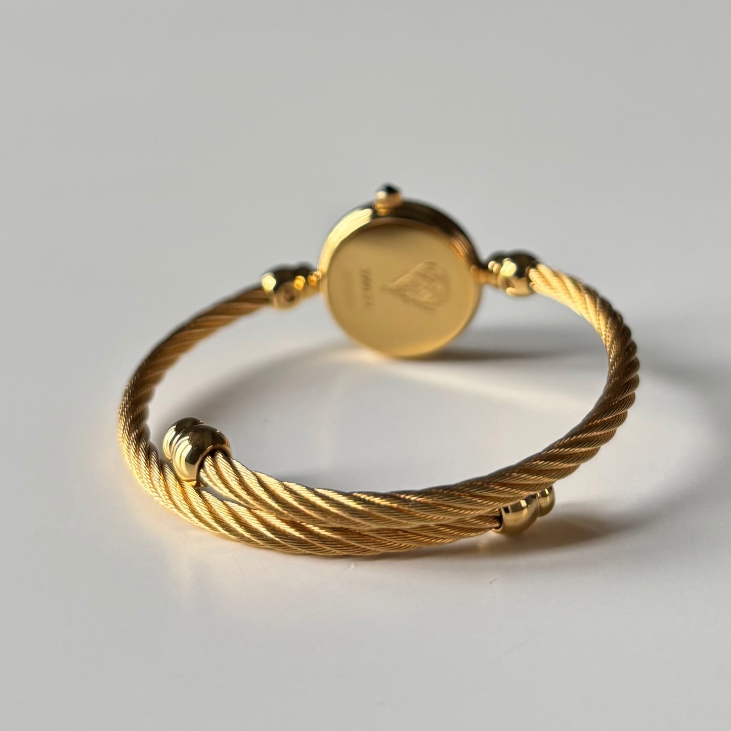 Gucci 1990s Black Dial Gold Plated Cable Bangle Watch