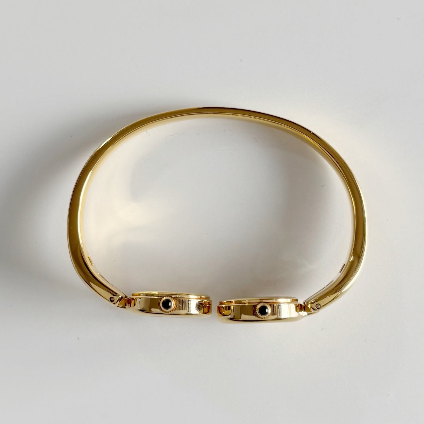 Fendi 1990s Seashell Dial Two Time Zone Gold Plated Bangle Watch