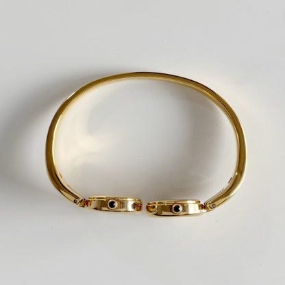 Fendi 1990s Seashell Dial Two Time Zone Gold Plated Bangle Watch