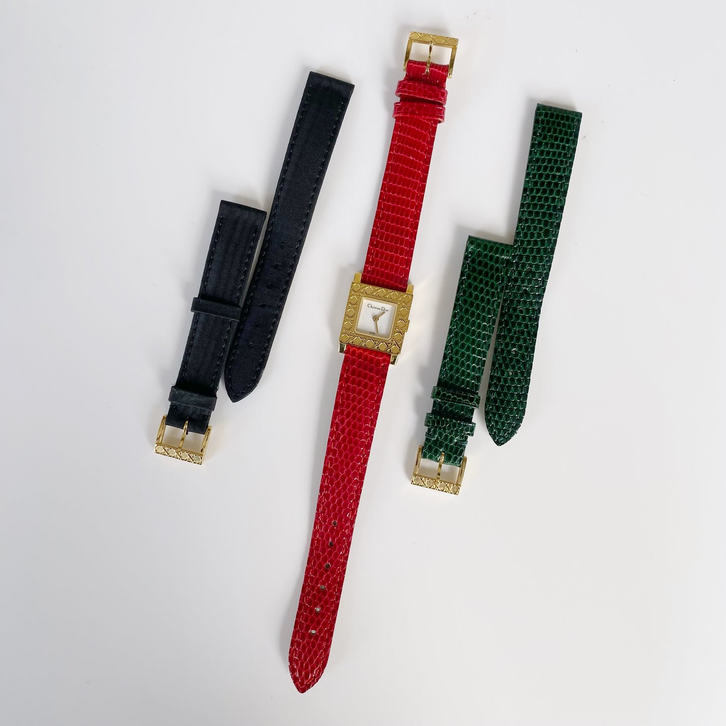 Dior 1990s La Parisienne Interchangeable Belt Watch with 2 belt straps