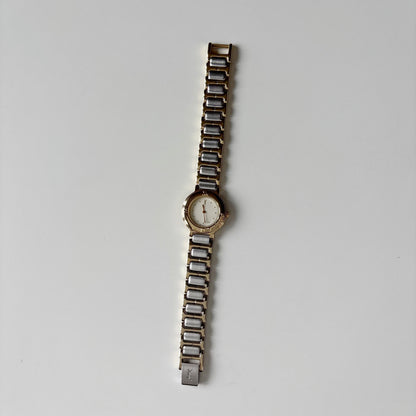 Yves Saint Laurent 1990s Round Dial Two Tone Gold Plated Watch