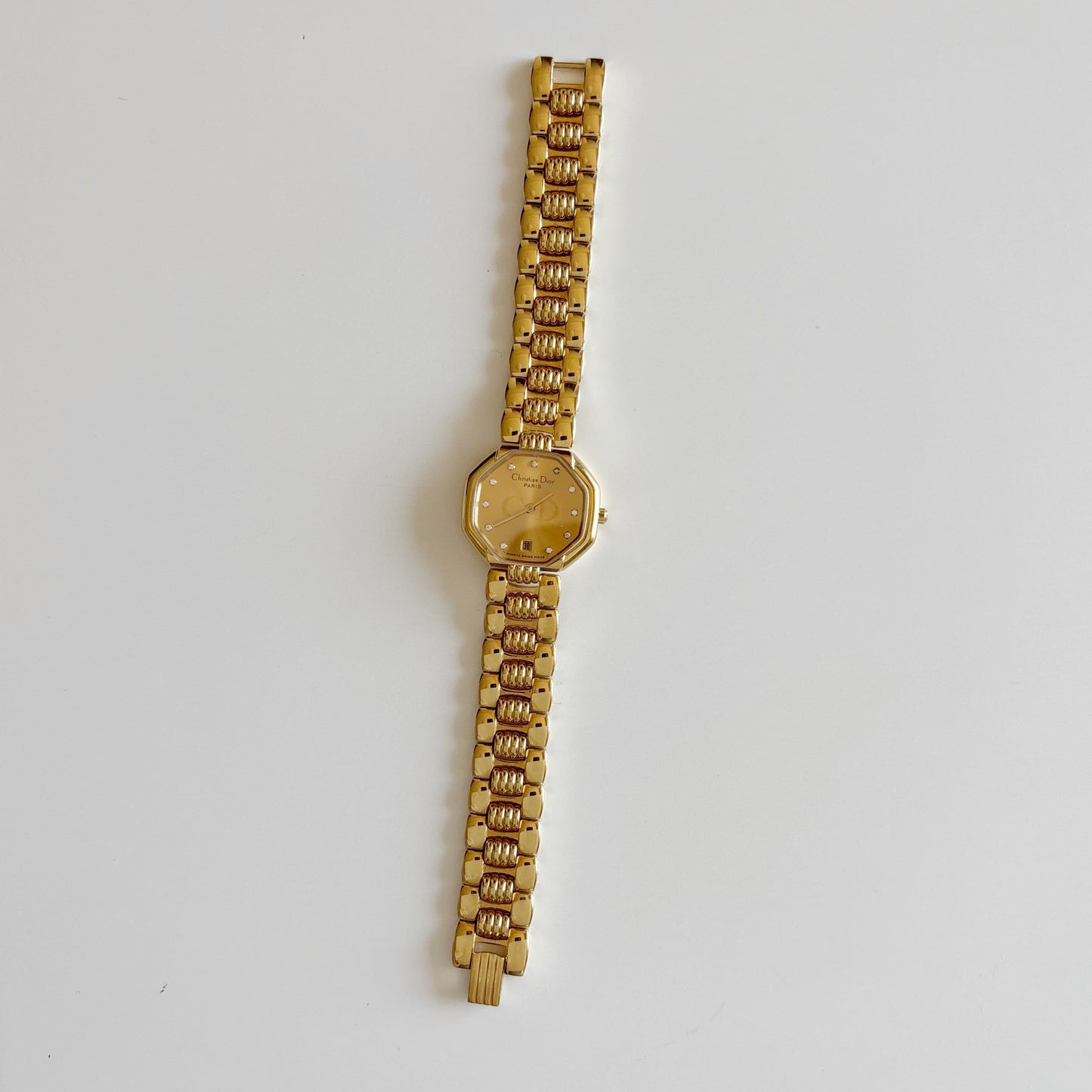 Dior 1990s Octagon Gold Plated Watch