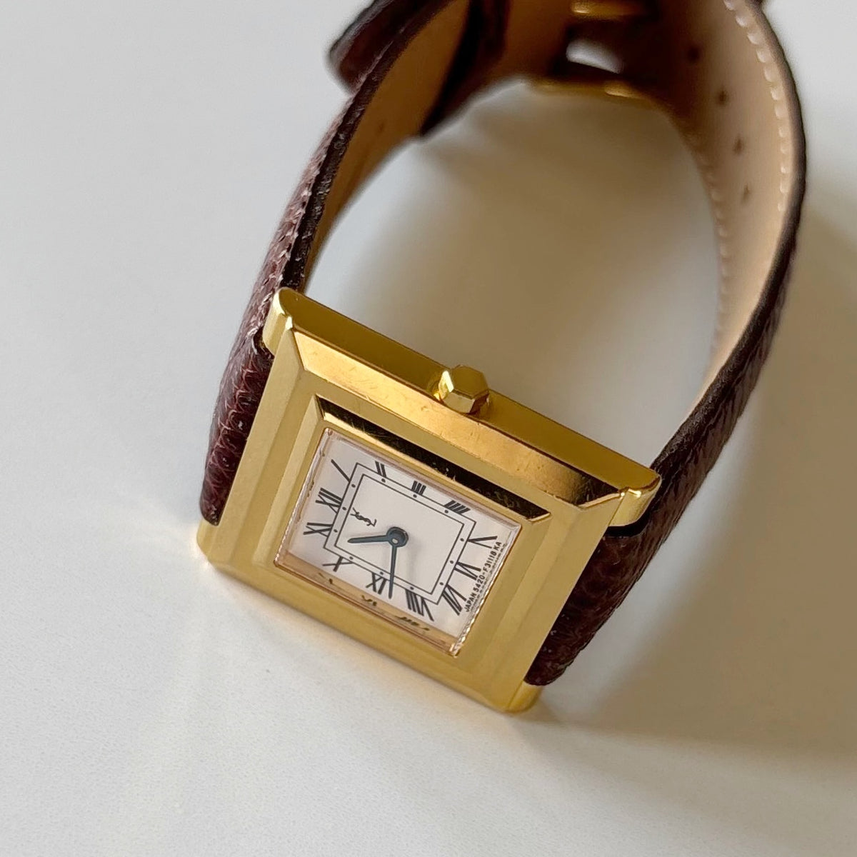 Yves Saint Laurent 1990s Square Dial Gold Plated Watch