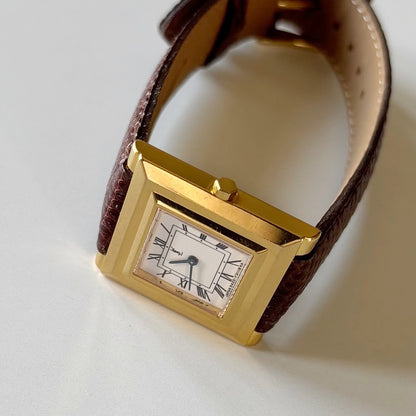 Yves Saint Laurent 1990s Square Dial Gold Plated Watch